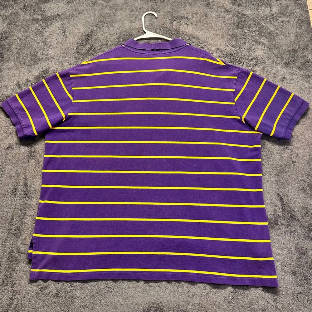 Polo Ralph Lauren Polo Shirt Mens 3XB Big Purple Yellow Striped Short Sleeve - Picture 5 of 8